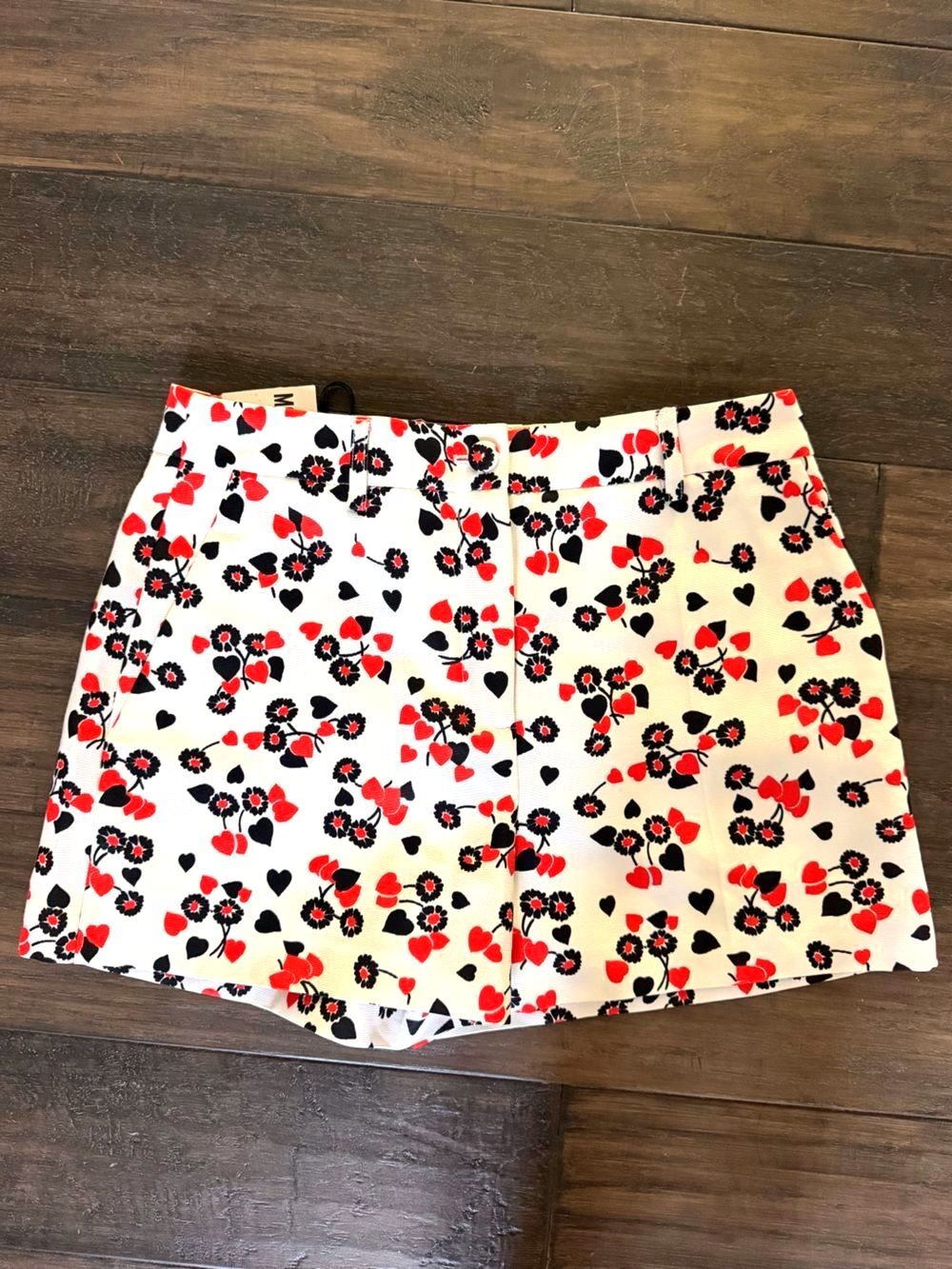 MOSCHINO Darling Floral Print Tailored High-Waisted Shorts Sz 4 $595!!
